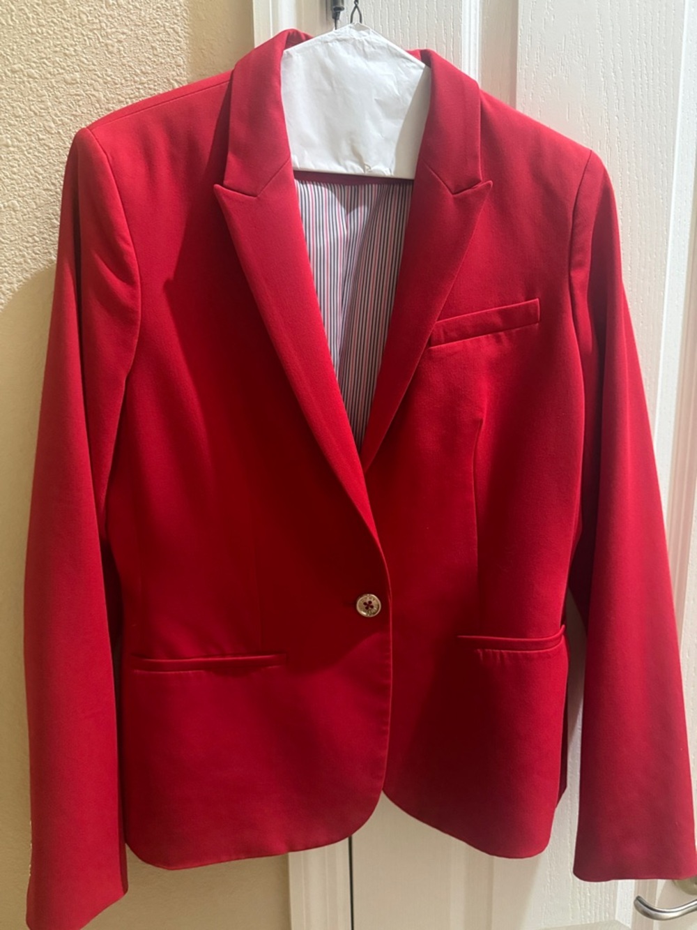 Tommy Hilfiger Red Women's Single-Button Tailored Blazer